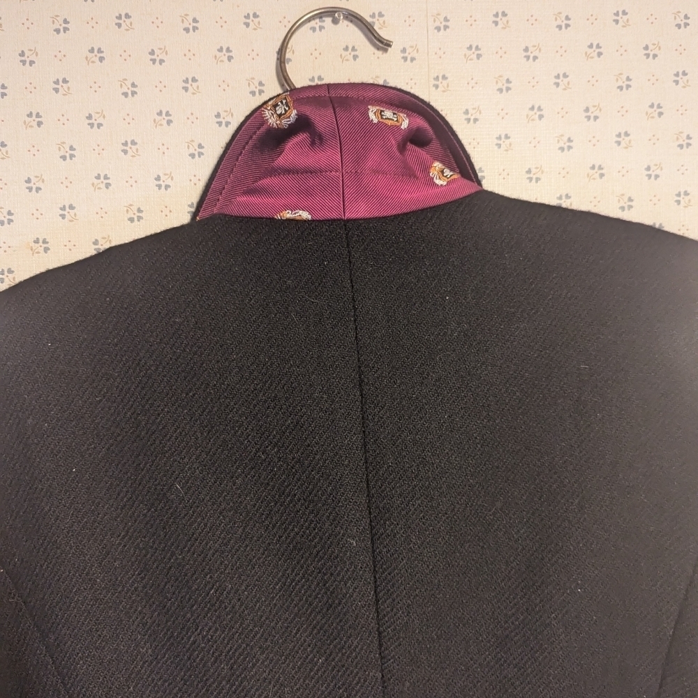 🖤 J.Crew black wool blazer jacket leather 3 buttons lining skulls preppy goth - Picture 12 of 13